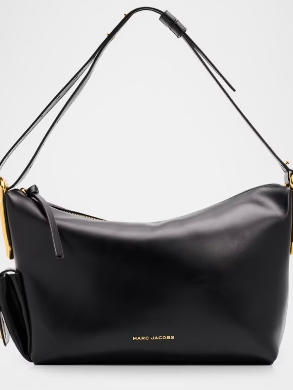 Marc Jacobs Black Leather Shoulder Hobo with Gold Hardware